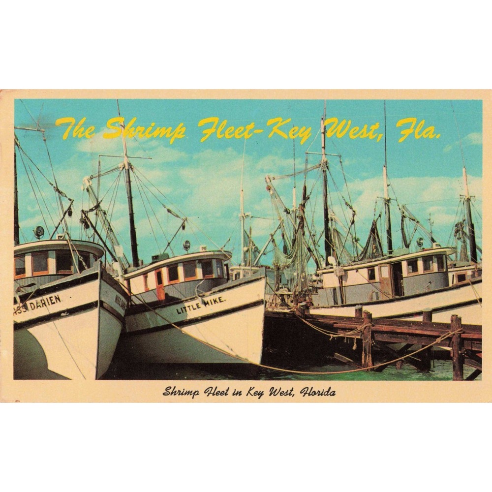 Vintage 1968 Key West Florida Shrimp Fleet Postcard Miss Darien Little Mike VG - Picture 1 of 2